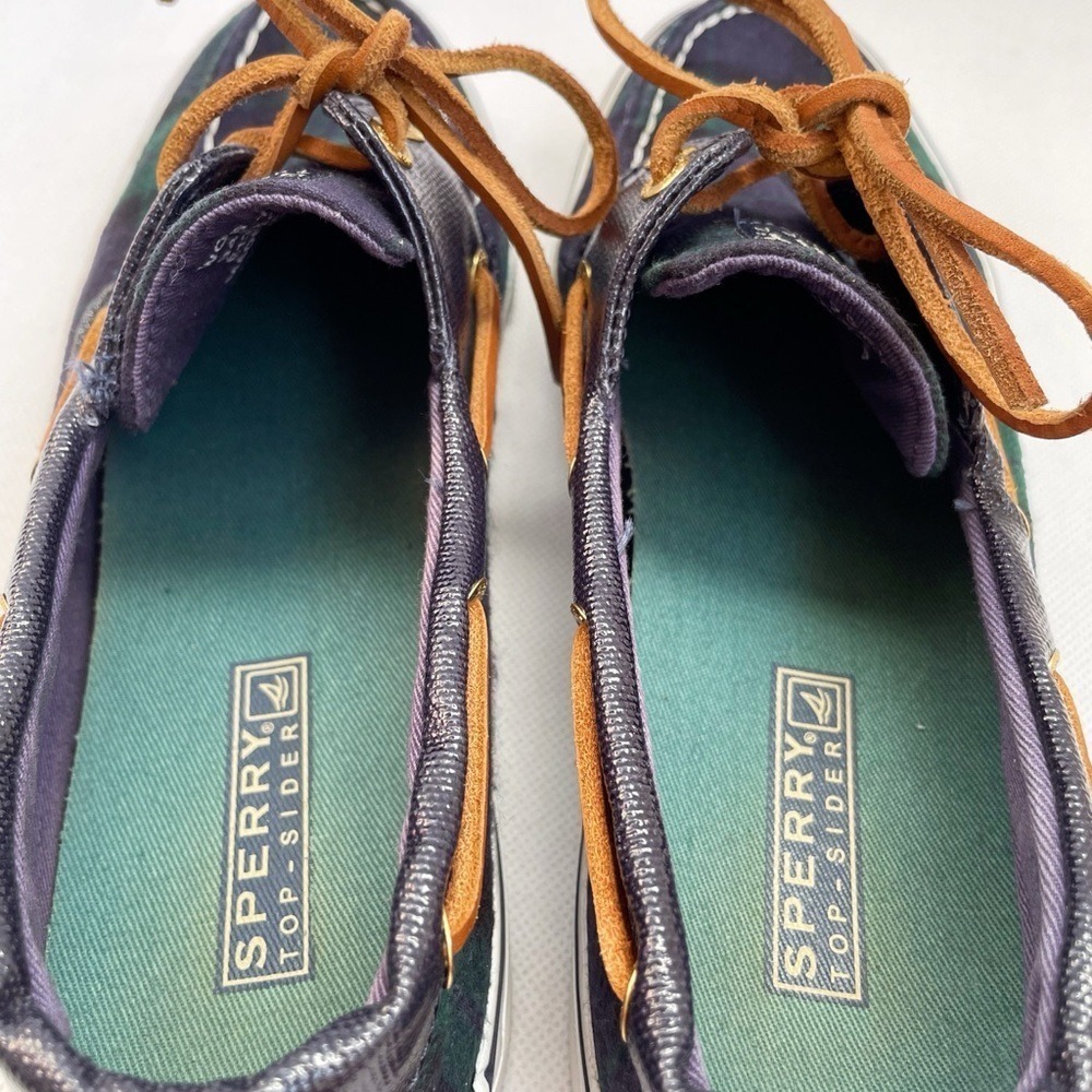 Sperry Vintage 90s Ralph Lauren Christmas Plaid Lace Up Boat Shoe - Picture 7 of 9